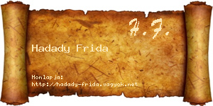 Hadady Frida névjegykártya